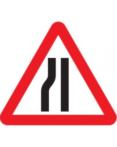 Road Narrows Left Side Reflective Traffic Signs | 600mm Triangle | 3mm Aluminium Composite (Class R2 Permanent)