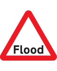 Flood Warning Traffic Sign | 750mm Triangle | Zintec Reflective Plate (Class RA1)