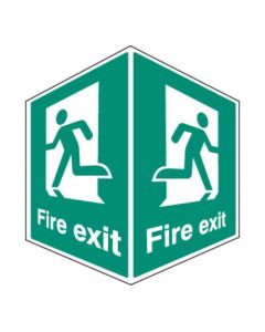 Fire Exit With Running Man Projecting Sign | 150mm x 200mm | Rigid Plastic