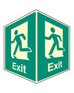 Exit Sign With Running Man Projecting Sign | 150mm x 200mm | Photoluminescent PVC