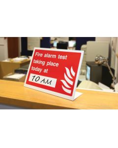 Fire Alarm Test Taking Place Today - Counter Top Signs