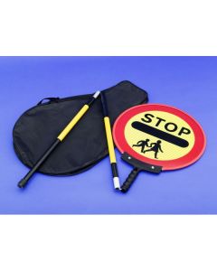 Stop/Go Lollipop Sign c/w 1500mm Collapsible Pole | 600mm Diameter | Reflective Composite