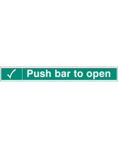 Push Bar To Open with Tick Sign | 600mm x 75mm | Self Adhesive Vinyl