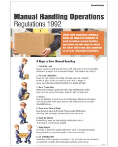 Manual Handling Operations Regulations 1992 Poster | 400mm x 600mm | Rigid Plastic