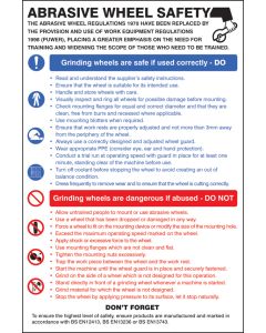 Abrasive Wheel Dangers & Precautions Poster | 400mm x 600mm | Rigid Plastic