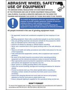 Abrasive Wheel Regulations Poster | 400mm x 600mm | Rigid Plastic