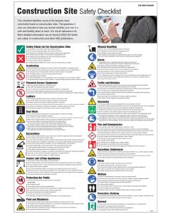 Construction Site Safety Checklist Poster | 600mm x 900mm | Rigid Plastic