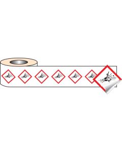 Explosive - GHS Labels (Roll of 250) | 50mm x 50mm | Self Adhesive Vinyl