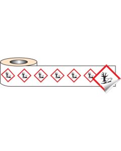 Environmentally Hazardous GHS Labels (Roll of 250) | 50mm x 50mm | Self Adhesive Vinyl