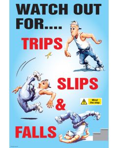 Trips, Slips and Falls Poster | 510mm x 760mm | Synthetic Paper