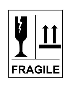 Fragile Glass This Way Up Labels (Roll of 250) | 75mm x 100mm | Self Adhesive Vinyl