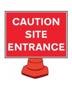 Caution Site Entrance Cone Sign | 600mm x 450mm | Reflective Polypropylene