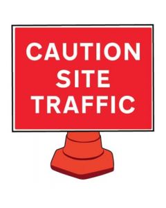 Caution Site Traffic Cone Sign | 600mm x 450mm | Reflective Polypropylene