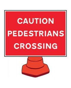 Caution Pedestrians Crossing Cone Sign | 600mm x 450mm | Reflective Polypropylene