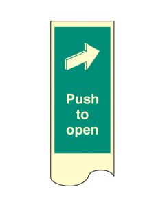 Push To Open Door Plate Sign | 75mm x 300mm | Photoluminescent Rigid