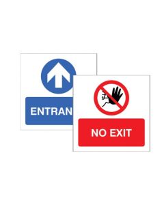 Entrance / No Exit Double Sided Window Sticker | 150mm x 150mm | Face Adhesive Vinyl