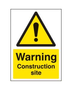 Warning Construction Site Safety Sign | 210mm x 297mm | Rigid Plastic