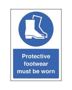 Protective Footwear Must Be Worn Sign (A4) | 210mm x 297mm | Rigid Plastic