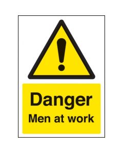 Danger Men at Work Safety Sign (A4) | 210mm x 297mm | Rigid Plastic