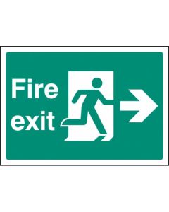 Fire Exit Arrow Right Sign with Running Man (A4) | 297mm x 210mm | Rigid Plastic