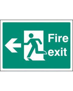 Fire Exit Arrow Left Sign with Running Man (A4) | 297mm x 210mm | Rigid Plastic