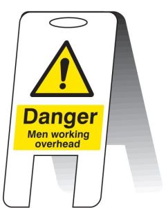 Danger Men Working Overhead Plastic 'A' Board Free Standing Sign | 300mm x 600mm | Fluted Polypropylene