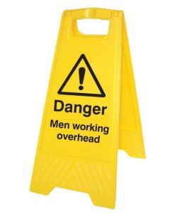 Danger Men Working Overhead Plastic 'A' Board Floor Standing Sign | 300mm x 600mm | Polypropylene