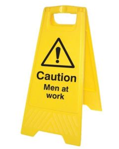 Caution Men at Work Plastic 'A' Board Floor Standing Sign | 300mm x 600mm | Polypropylene