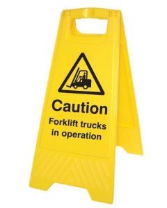 Caution Forklift Trucks in Operation Plastic 'A' Board Floor Standing Sign | 300mm x 600mm | Polypropylene