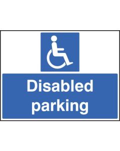 Disabled Parking Only Signs c/w Metal Sign Frame & Clips | 600mm x 450mm | Rigid Plastic