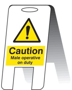 Caution Male Operative on Duty Plastic 'A' Board Free Standing Sign | 300mm x 600mm | Fluted Polypropylene