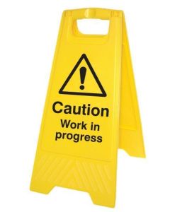 Caution Work in Progress Plastic 'A' Board Floor Standing Sign | 300mm x 600mm | Polypropylene