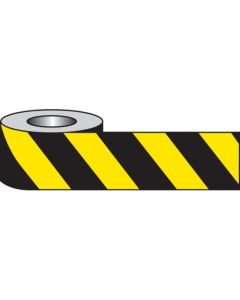 Black/Yellow Barrier Tape | 70mm x 500m | Non-Adhesive Polythene