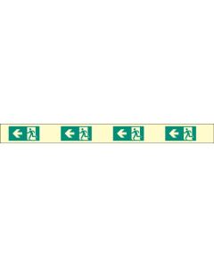 Fire Exit Left Marking Strips | 900mm x 80mm | Photoluminescent Rigid with S/A Backing