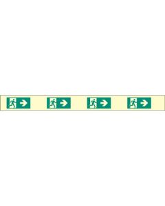 Fire Exit Right Marking Strips | 900mm x 80mm | Photoluminescent Rigid with S/A Backing