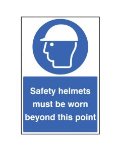 Safety Helmets Must Be Worn Beyond This Point Floor Graphic | 400mm x 600mm | Polycarbonate