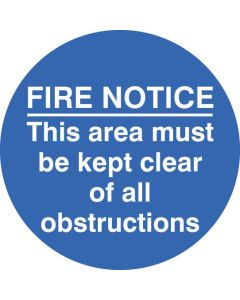 Fire Notice - This Area Must Be Kept Clear of Obstructions Floor Graphic Safety Sign | 400mm Diameter | Polycarbonate