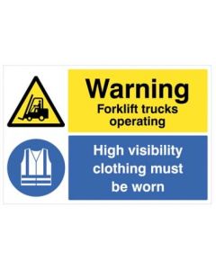 Warning Forklift Trucks Operating - High Visibility Clothing Must Be Worn Floor Graphic | 600mm x 400mm | Polycarbonate