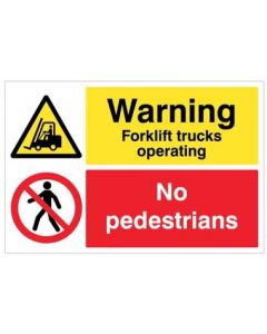 Warning Forklift Trucks Operating - No Pedestrians Floor Graphic | 600mm x 400mm | Polycarbonate