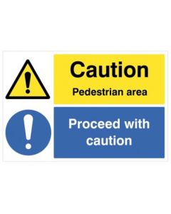 Caution Pedestrian Area - Proceed With Caution Floor Graphic | 600mm x 400mm | Polycarbonate