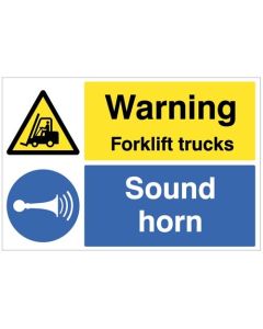 Warning Forklift Trucks - Sound Horn Floor Graphic | 600mm x 400mm | Polycarbonate