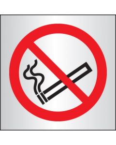 No Smoking Symbol | 140mm x 140mm | Brushed Aluminium (Prestige)