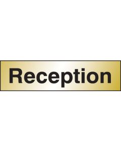 Reception Door Sign | 140mm x 35mm | Engraved Brass Effect