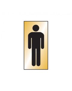 Gents Symbol Door Sign | 70mm x 140mm | Engraved Brass Effect