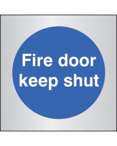 Fire Door Keep Shut Sign | 70mm x 70mm | Brushed Aluminium (Prestige)