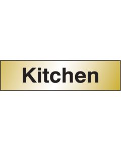 Kitchen Door Sign | 140mm x 35mm | Engraved Brass Effect