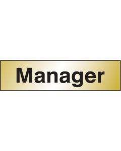 Manager Door Sign | 140mm x 35mm | Engraved Brass Effect