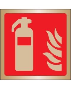 Fire Extinguisher Symbol Sign | 175mm x 175mm | Polished Brass (Prestige)