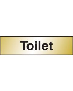 Toilet Door Sign | 140mm x 35mm | Engraved Brass Effect