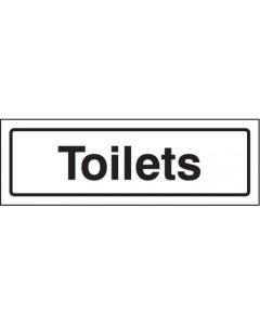 Toilets - Visual Impact Signs | 450mm x 150mm | 5mm Clear Acrylic c/w Stand off Locators